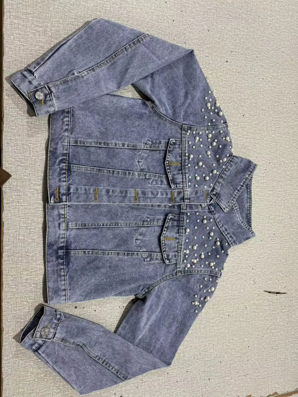 Women's Trendy Beaded Denim Jacket for Spring And Autumn New Fashion Casual Outerwear
