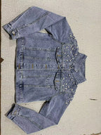 Women's Trendy Beaded Denim Jacket for Spring And Autumn New Fashion Casual Outerwear