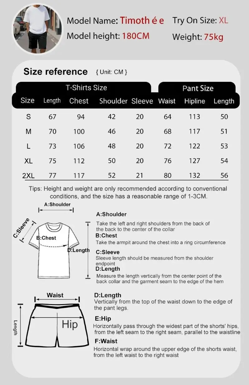 Summer fashion street short sleeved sports suit men's sports shirt set men's round neck short sleeved shorts sports suit 2-piece