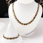 Leopard Print Snake Bracelet Necklace Set