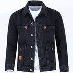Men's Workwear Denim Jacket Spring Autumn Winter Large Size Trendy Brand Versatile Youthful Style Long Sleeve Button Decor