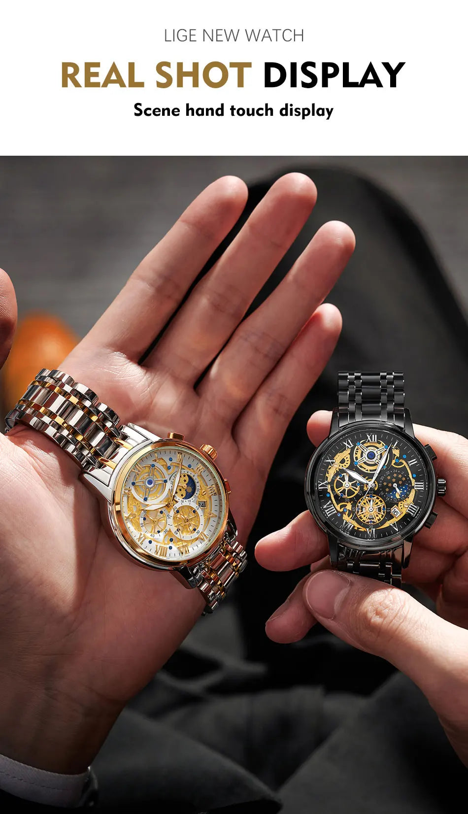 LIGE Men Watch Sports Quartz Watches Men Waterproof Chronograph Wristwatch Mens Military Hollow Clock Man Relogio Masculino