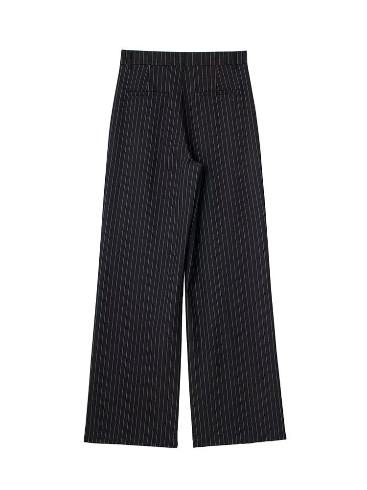 Willshela Women Fashion Solid Pleated Front Zipper Wide Leg Pants Vintage High Waist Full Length Female Chic Lady Trousers