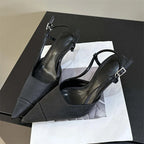 Eilyken High Quality Satin Buckle Strap Women Pumps Sandals Fashion Shallow Thin Heels Pointed Toe Slingback Mules Shoes