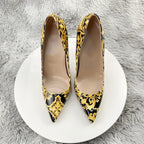 NoEnName_Null Black Graffiti Colorful Women Pumps Sexy Women High Heels Wedding Party Women Shoes Stilettos Accept Customized