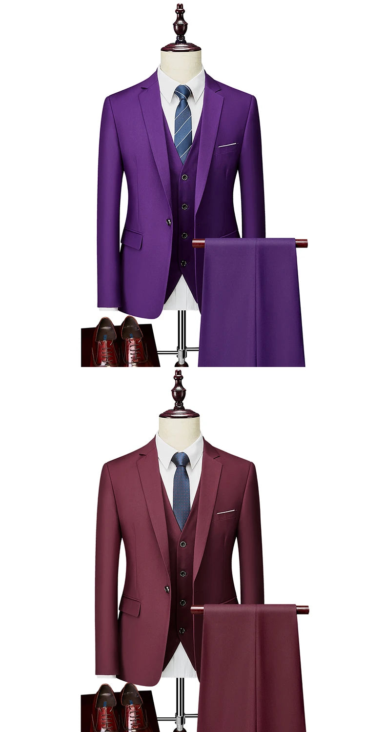 Men's Formal Slim Fit Suit Set, 2- or 3-Piece, M-6XL