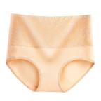 Plus Size Women's Cotton Underwear High Waisted Tummy Control Panties Full Coverage Briefs Jacquard Ladies Panty 3 Pack