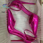 New 12CM 10CM 8CM High Heeled Women's Sandals Sexy Hollow Stiletto Single Shoes Fashion Nightclub Party Female Model Show Pumps