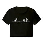 Korean Style Casual Crop Tops 2000s Y2k Print Women Tee Shirt Harajuku GOTH Cropped Mange Tshirt Funny Graphic T-shirt Female