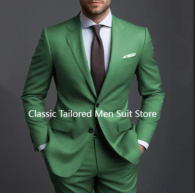 Grey Men Suits Formal Business Notched Lapel Groom Wedding Suits For Men 2 Pieces Slim Fit Tuxedos Blazer Pants Trajes De Hombre