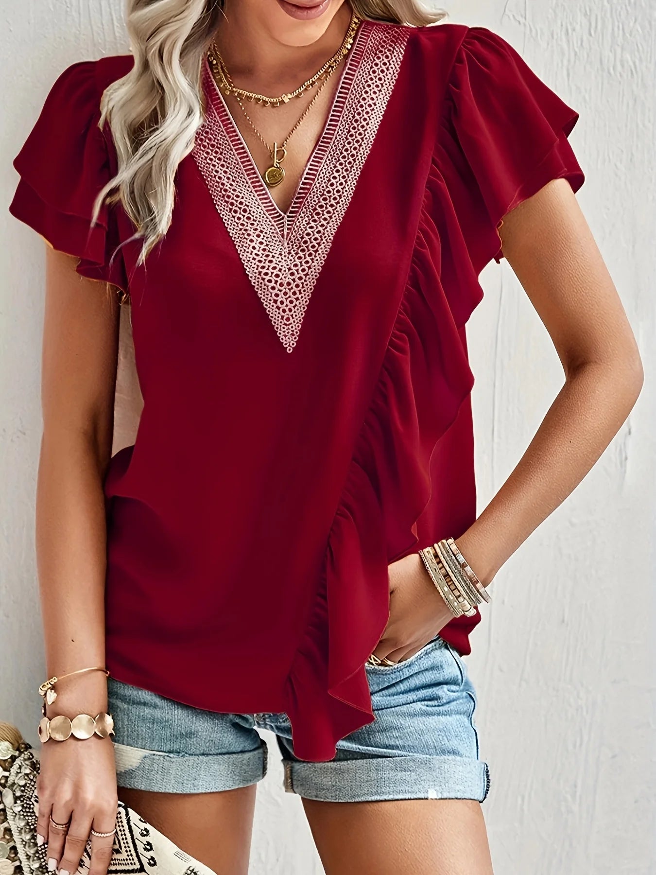 White Women's plus size shirt summer chic elegant shirt casual women's fashionable shirt White