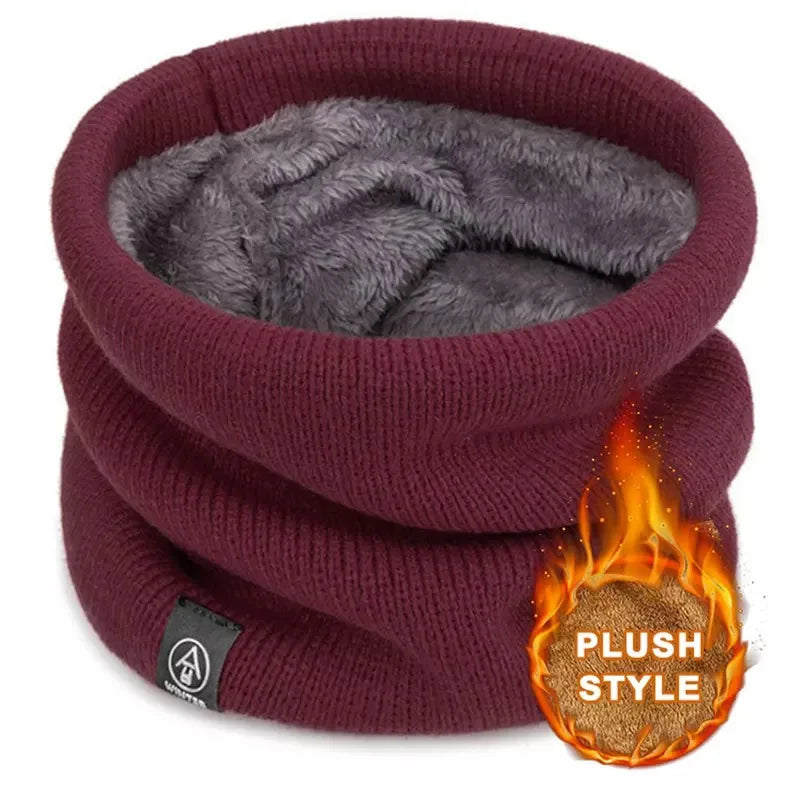 Winter Knitted Neck Warmer Thickened Plush Warm Scarf Windproof Cold Proof Men Women Outdoor Skiing Running Hiking Neck Cover