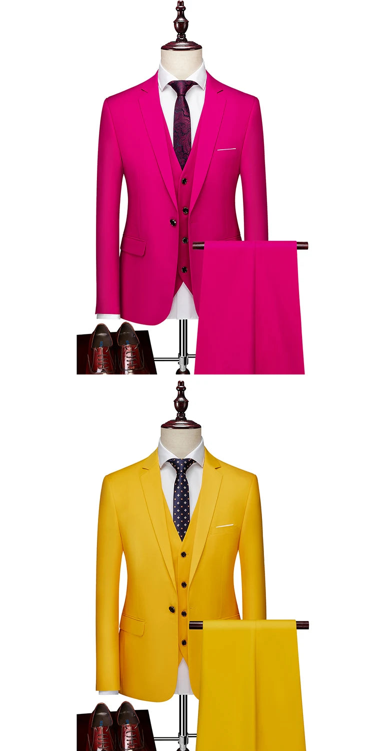 Men's Formal Slim Fit Suit Set, 2- or 3-Piece, M-6XL