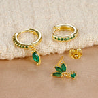 3PCS Horse Eye Zircon Stud Earrings