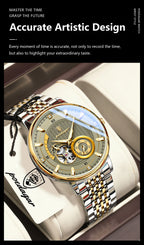POEDAGAR Luxury Man Watch Stainless Steel Hollow Tourbillon Men Clock Luminous Mechanical Automatic Business Men's Watches Reloj