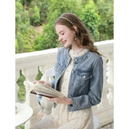I BELIEVE YOU Short Denim Coat for Women 2024 Crew Neck Autumn New Casual Basic Straight Comfort Retro Female Jackets CWN245542A