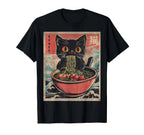 🐾 Kawaii Cat Ramen T-Shirt – Japanese Anime-Inspired Graphic Tee