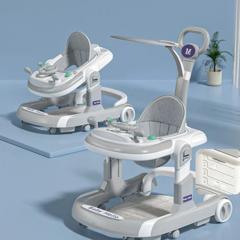 5 in 1 Baby Infant Walker Anti-Rollover Walker with Learning Toy for Infants anti-rollover Multifunctional Without Battery