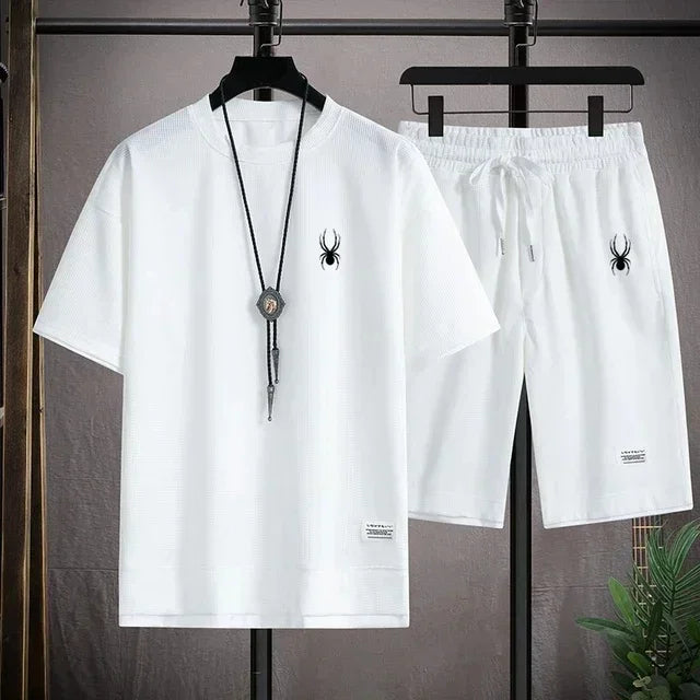 Men's short sleeved T-shirt and sports shorts set casual sportswear Korean fashion summer