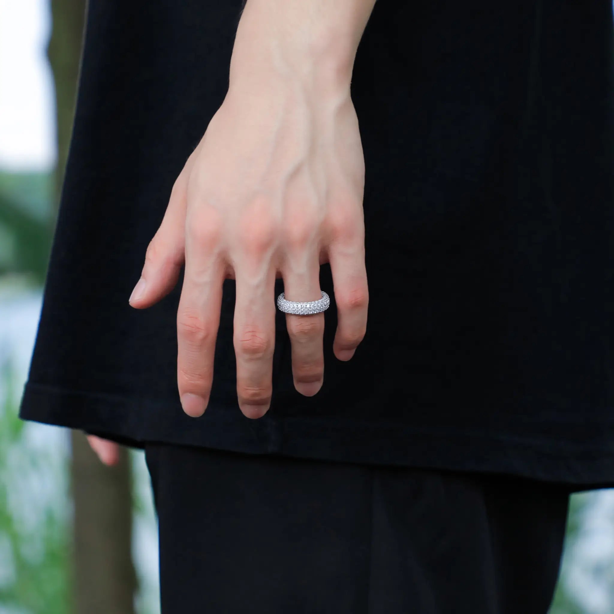 925 Sterling Silver Stamp Full Iced Out Cubic Zirconia Ring