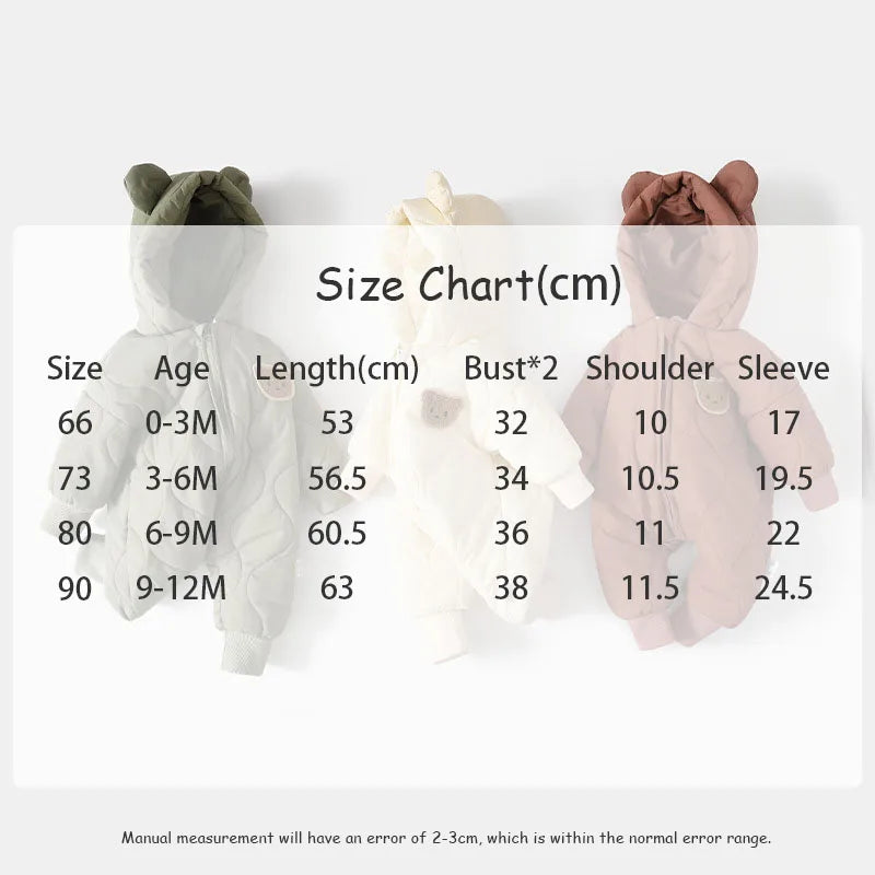 Warm Winter Baby Romper Bear Jumpsuit