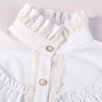 Women's Vintage Ruffle Collar Shirt 2026 Spring New Arrival High Neck Lace Trim Button Down Shirt Elegant Gothic Blouse Tops