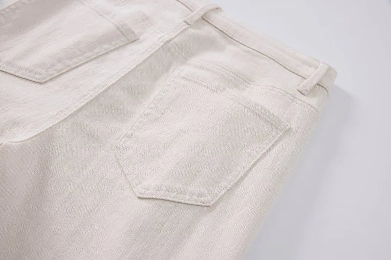 Designer Women Fashion Spring Summer Embroidery Flowers Jeans Hollow Out High Waist Denim Pants Casual Ankle Length Trousers