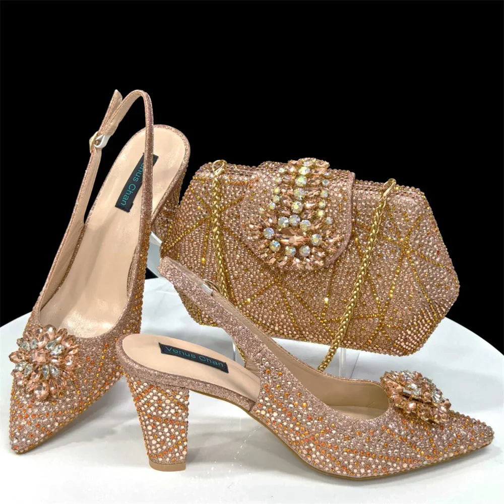 Lastest Italian Style Ladies Shoes with Matching Bag Set HDF1-38