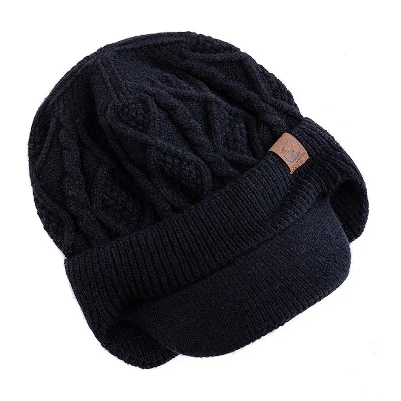 New Unisex Winter Hat Plush Fur Lined Warm Earflap Cap Stylish Soft Beanie Hat  Outdoor Thick Ski Sports Knitted Hat
