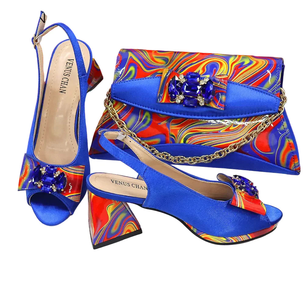 Ladies Shoes and Bag Decorated with Rhinestone