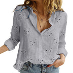 Elegant Cotton Linen Shirts Women Casual Solid Button Lapel Blouses Shirts Autumn Winter Long Sleeve Loose Tops Tunic Blusas