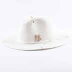 Unisex Metal Letter Straw Panama Hat