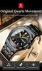 POEDAGAR Top Trendy Men's Watches Waterproof Luminous Date Week Luxury Men Watch Stainless Steel Quartz Business Man Clock Reloj