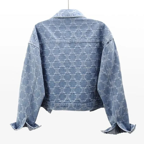 2026 Women's Denim Jacket New Embroidery Jacquard Ladies Outerwear Leisure Loose Korean Version Fashion Female Cowboy Coat