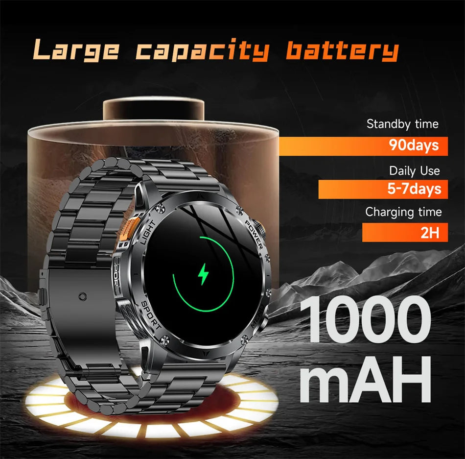 2026 Outdoor New 1000mAh Battery T-Rex 3 Military Grade Smart Watch Men IP69K Waterproof GPS HD Bluetooth Call 100+Sports Watch