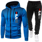 Mens Tracksuit Set Zipper Hoodie with Joggers Athletic Sportswear Gym Workout Outfit Urban Casual Autumn Training Sports Suit