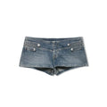 2026 New Women Denim 2 Piece Set Streetwear Button Decorated Stand Collar Cropped Jacket + Low Waist Shorts Y2K Outfi