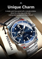 POEDAGAR Top Fashion Luxury Watch For Men Waterproof Luminous Date Men's Watches Stainless Steel Business Quartz Male Wristwatch