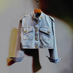 Blouse Jacket Women's Autumn Retro Cropped Denim Distinctive Gold Buckle New Comfortable Minimalist Fashionable Niche Versatile