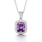 Cubic Zirconia Pendant Necklace White/Green/Purple/Pink Colors