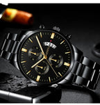 Fashion Men Stainless Steel Watch Luxury Calendar Quartz Wrist Watch Mens Business Watches for Man Clock Montre Homme