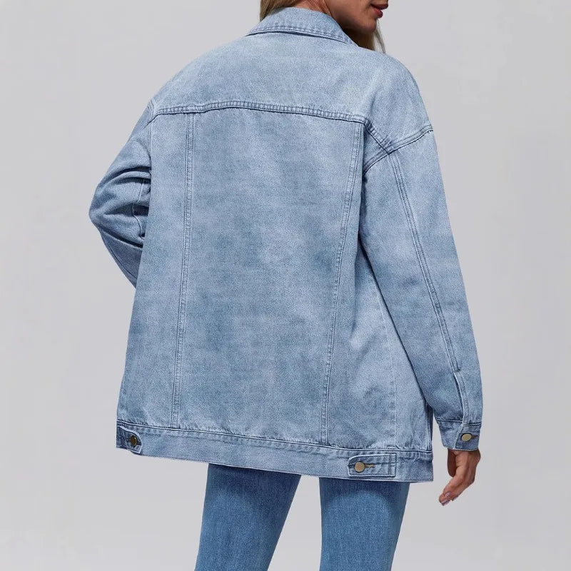 Women's Denim Jacket Denim Long Sleeve Oversized Button Jacket Fashion Jacket Autumn