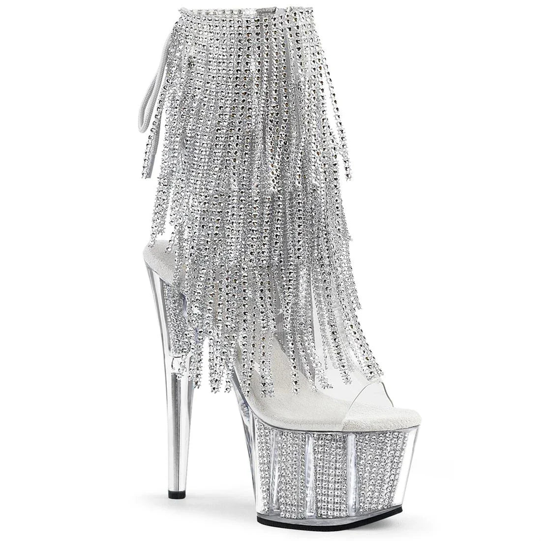 Brand Electroplated Tassels Pumps 17CM Thin High Heels Ankle Boots Pole Dance Nightclub Model Catwalk Platform Women's Shoes