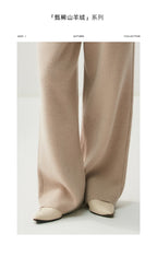 New Women's 100% Cashmere Knitted Thick Pants Autumn Winter Comfortable Skin Friendly Wide-leg Pants Solid Color Casual Clothing