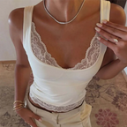 Dulzura Square Collar Backless Slim Lace Ruffles Patchwork Tank Top Women'S Fashion Sexy Y2K Top Party Vacation Summer Clothes