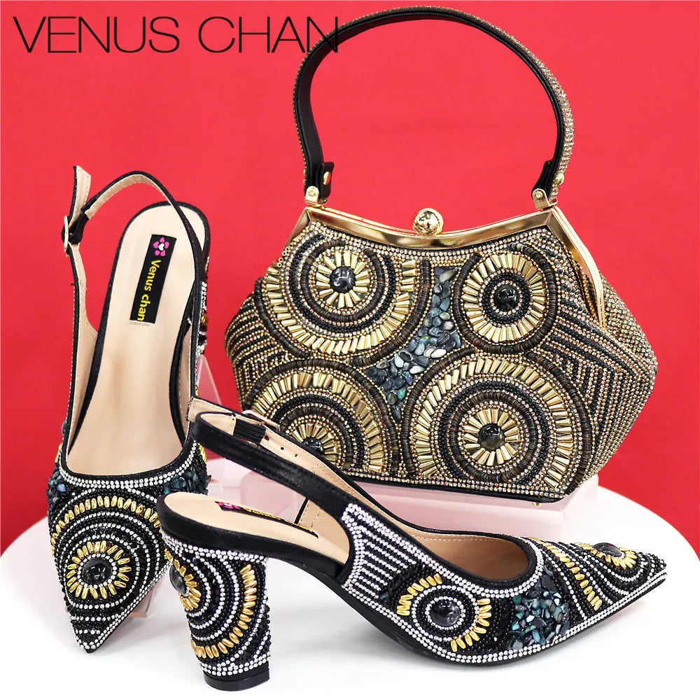 Popularity Italian Women's Pointed Shoes And Bag Set GFD453