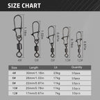 50pc/box Stainless Steel Fishing Connector Pin Bearing Rolling Swivel with Snap Fishhook Lure Accessories