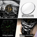 POEDAGAR Top High Quality Man Wristwatch Stainless Steel Chronograph Business Men Watch Waterproof Luminous Quartz Men's Watches