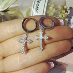 Gold Silver Cross Earrings