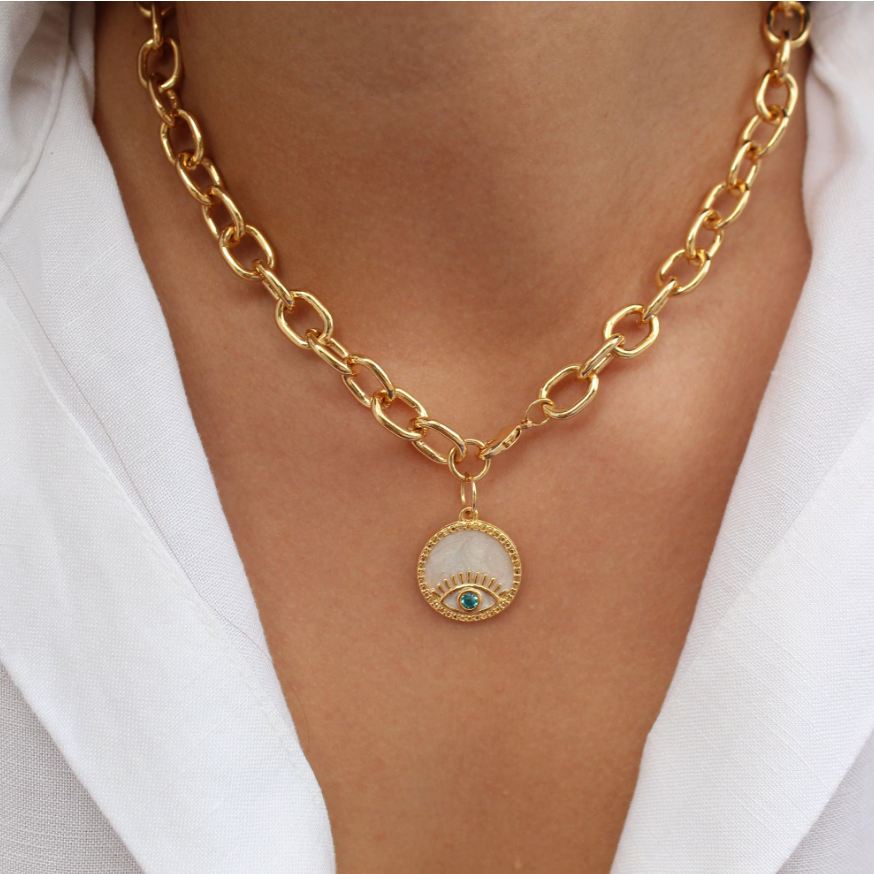 Protection Talisman Oval Link Necklace